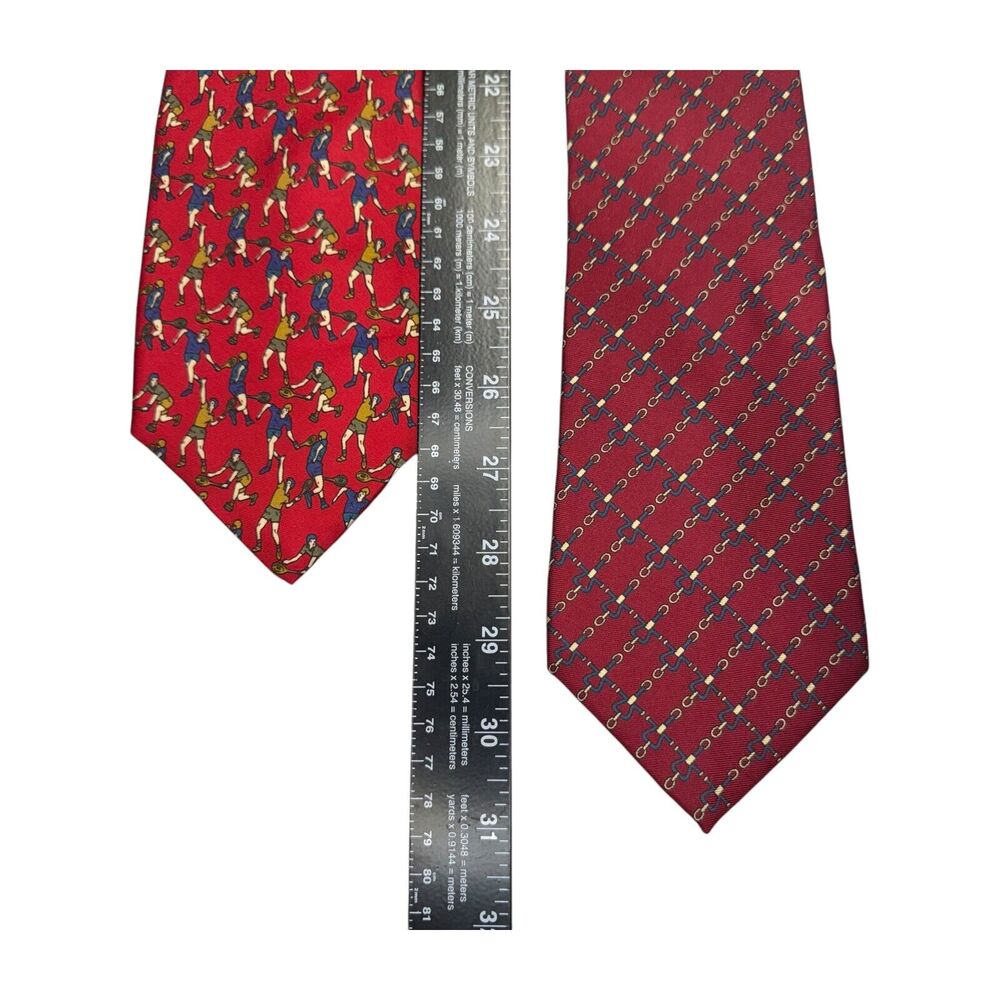 Bert Pulitzer Men’s Necktie Silk Tennis Players & Chain Link Designer Lot of 2 - Picture 11 of 11